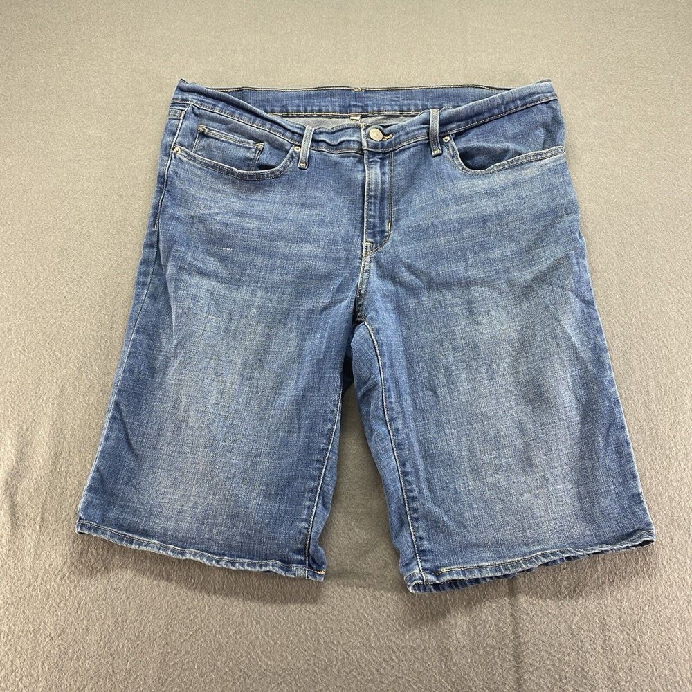 Levis Shorts Womens 36 Blue Denim‎ Stretch Mid Rise Bermuda Western